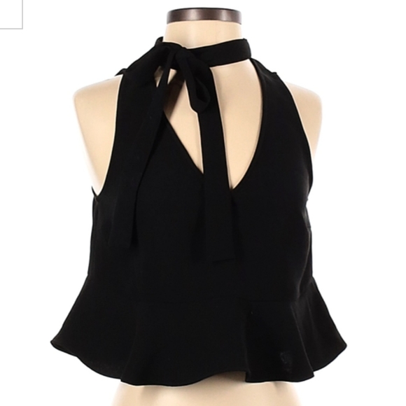 Likely Tops - Sleeveless blouse / bowtie blouse, peplum crop blouse